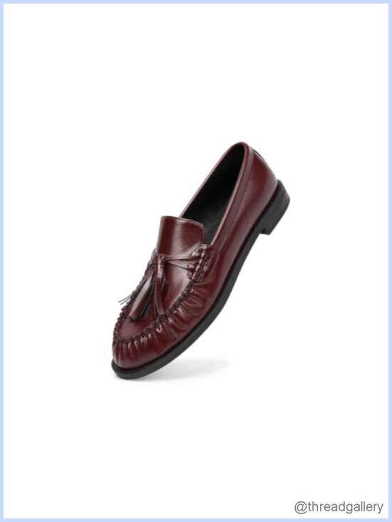 Shoes - Faux Leather Tassel Loafers Slip On Moc Toe Comfort Work Flats